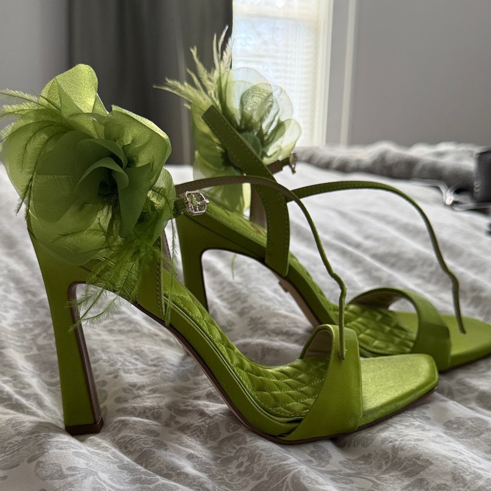 Sam Edelman Lime Green Heels with Floral Accent